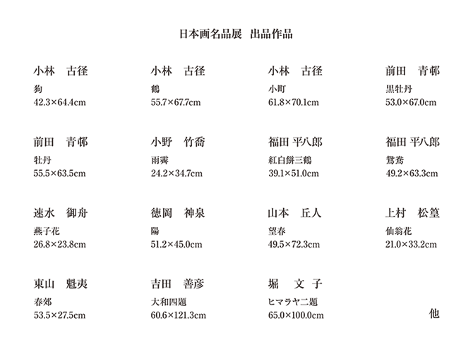 日本画名品展　出品作品